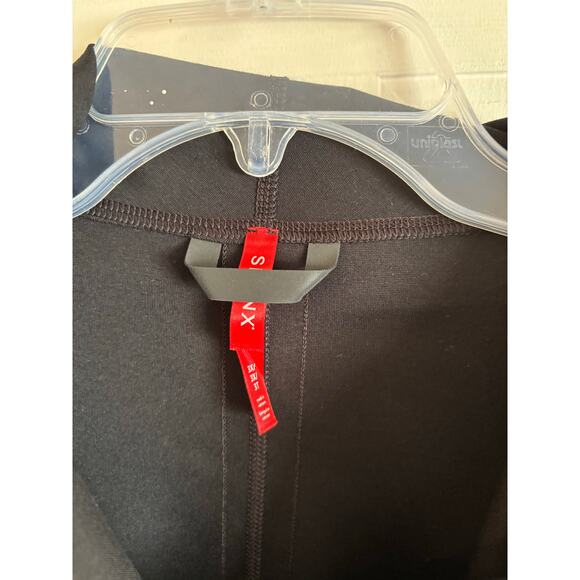 NWT SPANX Drape Front Jacket Ponte Faux Leather Wrap Cardigan Waterfall Black 3X - Picture 5 of 6